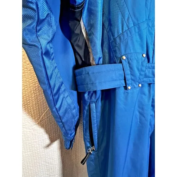 Marker Ski Suit One Piece Belted Snowsuit Onsie Snow Bib retro vintage Womens 14