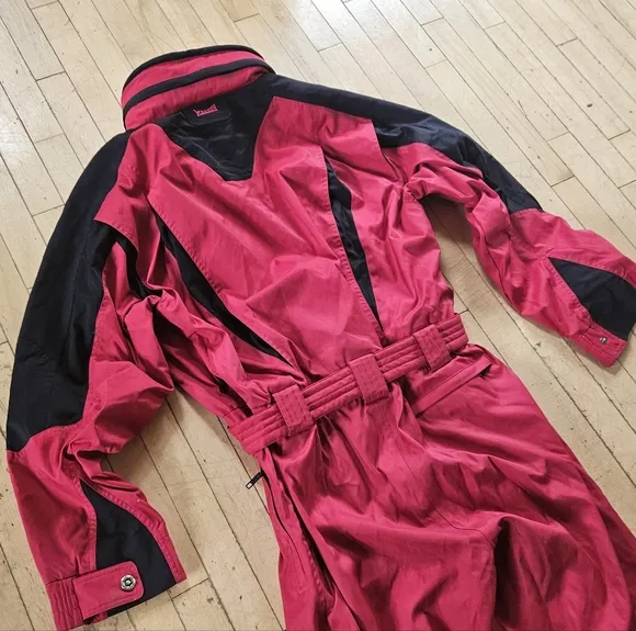 Marker Ski Suit Red Black Men's XL Vintage Snowsuit Retro Skiing