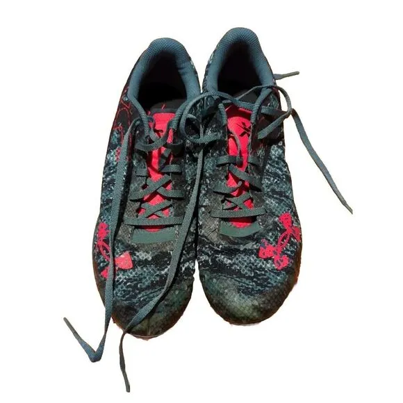 Men 10/ Women's‎ 11.5 - Under Armour Spike Low  Blue Black Pink/Salmon