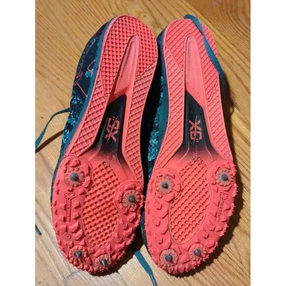 Men 10/ Women's‎ 11.5 - Under Armour Spike Low  Blue Black Pink/Salmon