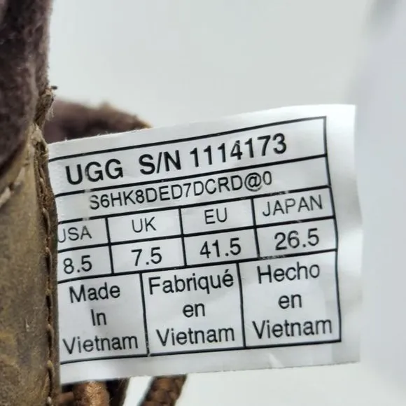 Men's 8.5 UGG Biltmore Mid brown leather lace up boots