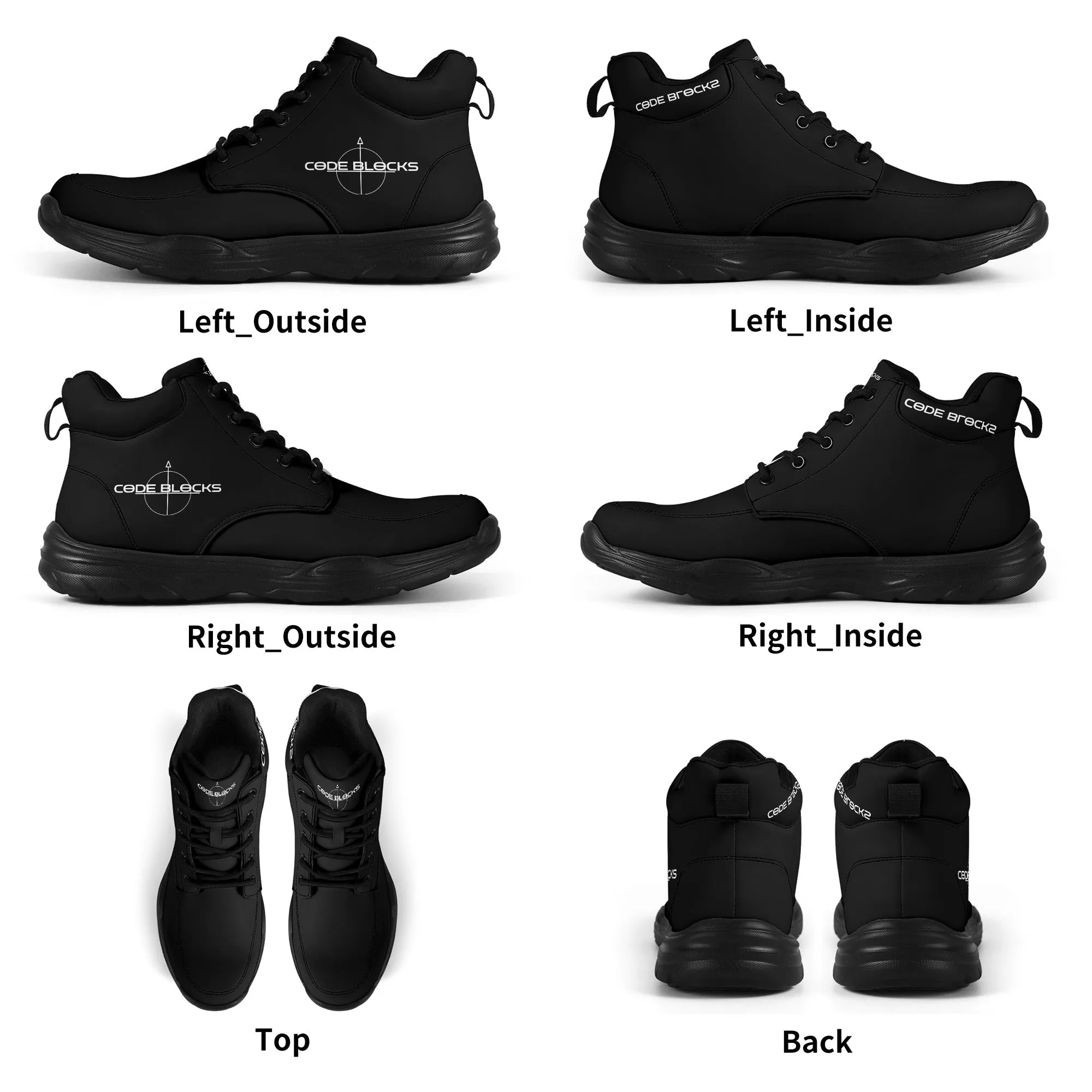 Mens High Top Leather Chunky Sneakers
