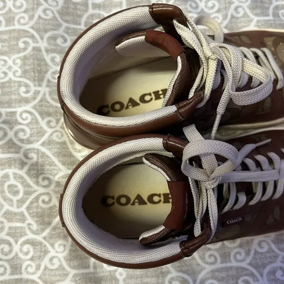 mens leather coach high top shoes like new sz 11d