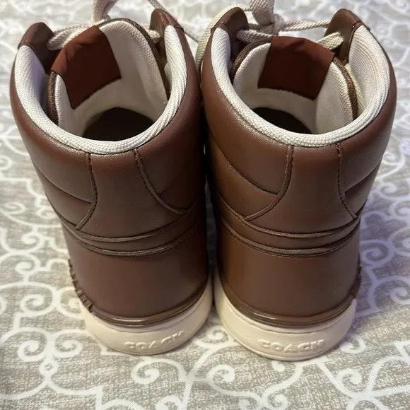 mens leather coach high top shoes like new sz 11d