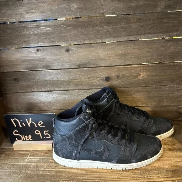 Mens Nike SB Dunk High Griptape Skateboarding Black Shoes Sneakers‎ Size 9.5 M