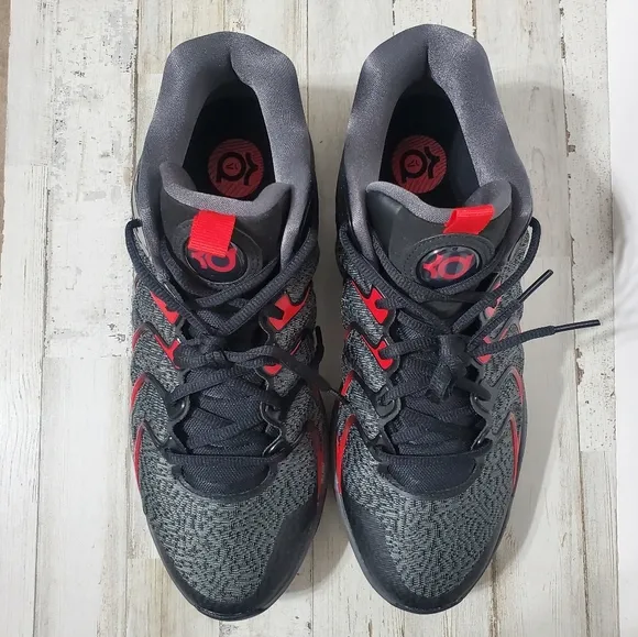 Mens Size 12 Nike KD 17 &quot;Late Night&quot; Black/Red-Grey Basketball Shoes FJ9487-001