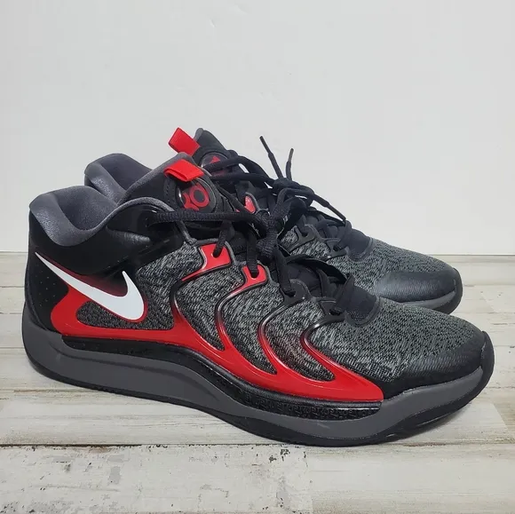 Mens Size 12 Nike KD 17 &quot;Late Night&quot; Black/Red-Grey Basketball Shoes FJ9487-001