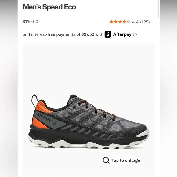 Men's Speed Eco MERRELL black orange hiking sports outdoors sneakers shoes 10.5