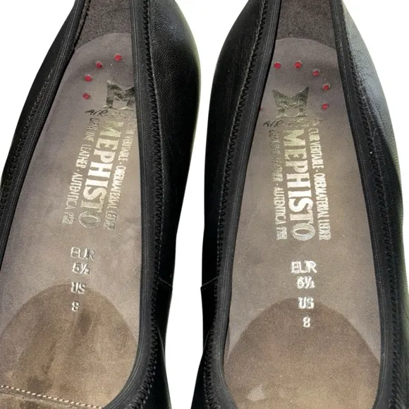 Mephisto Black Leather Heels, sz 8