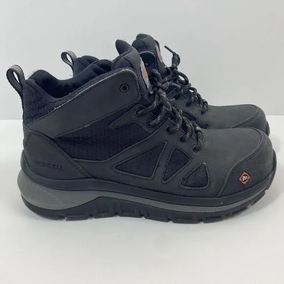 Merrell Men's Size 9 Full bench Speed Mid Carbon Fiber Toe Work‎ Shoes Black
