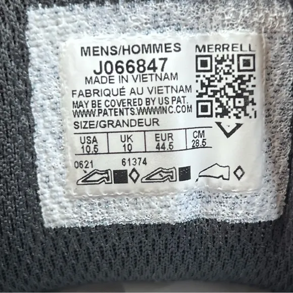 Merrell Moab Flight Men's Size 10.5 Grey Trail Running Shoes J066847 Hiking