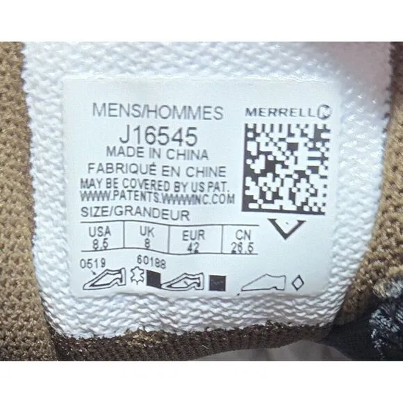 Merrell Ontario Suede Shoes Mens 8.5 Brown‎ Vibram MegaGrip Soles Trail Outdoors