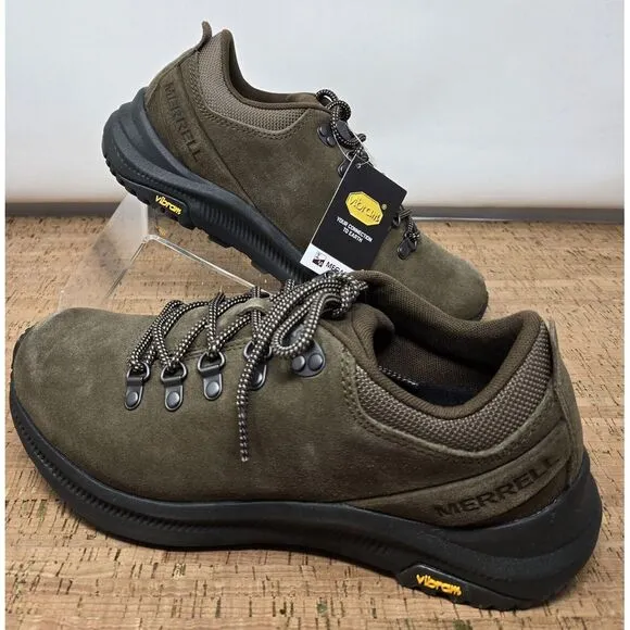 Merrell Ontario Suede Shoes Mens 8.5 Brown‎ Vibram MegaGrip Soles Trail Outdoors