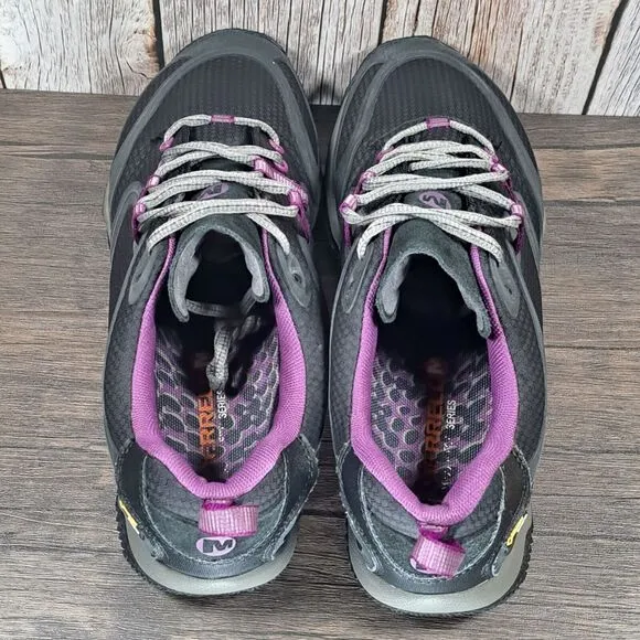 Merrell Proterra Goretex Trail Running Shoes Black Purple Women's Size 10