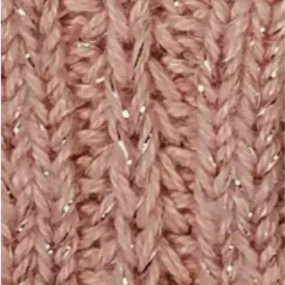 Metallic Rose Gold Cable Knit Sweater St John’s Bay Pink Sparkle VNeck Size 3X
