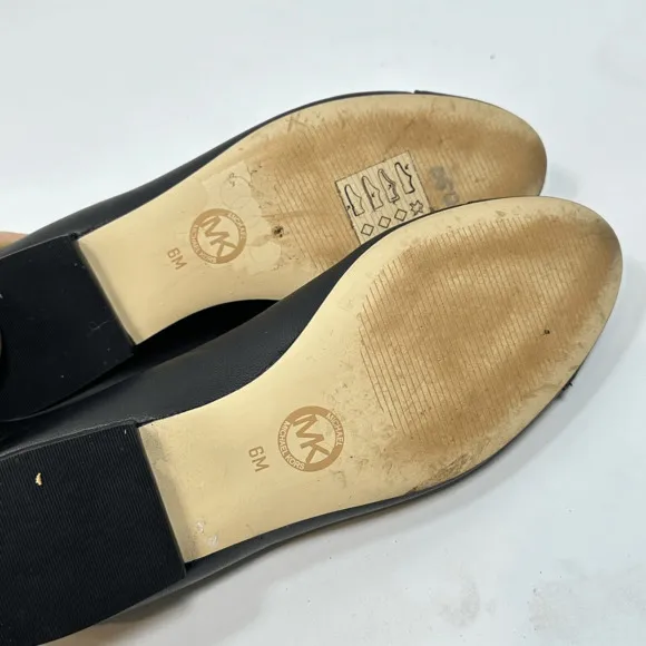 Michael Kors Dylan Flat black leather almond toe slip on shoes women 6 EUC