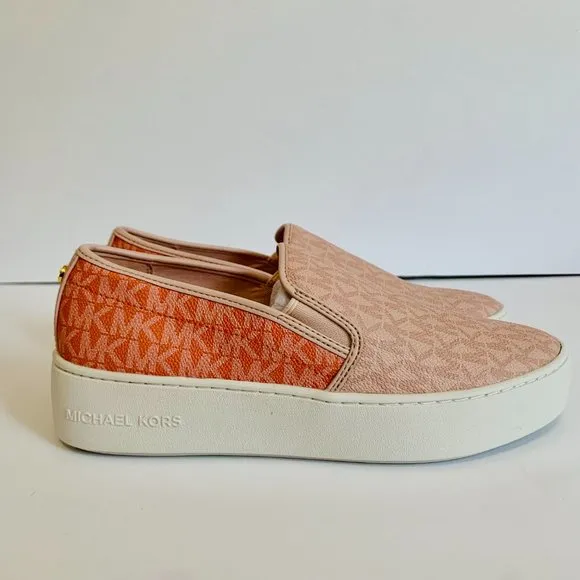 MICHAEL KORS MK SIGNATURE SHERBET TEDDY SLIP ON SHOES