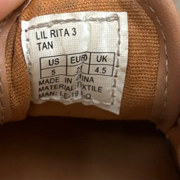 Micheal Kors Baby Girl Shoes Brown Tan Gold Pink White MK Logo Size 5