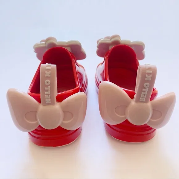 MINI MELISSA HELLO KITTY head red pink white jelly slip on sneakers shoes