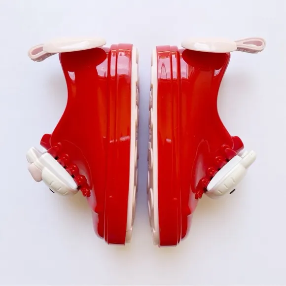 MINI MELISSA HELLO KITTY head red pink white jelly slip on sneakers shoes