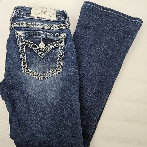 Miss Me rhinestone bling bootcut jeans size 28