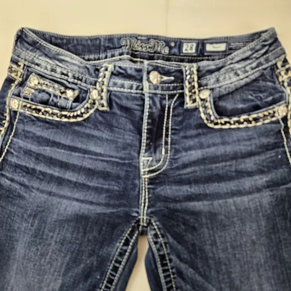 Miss Me rhinestone bling bootcut jeans size 28