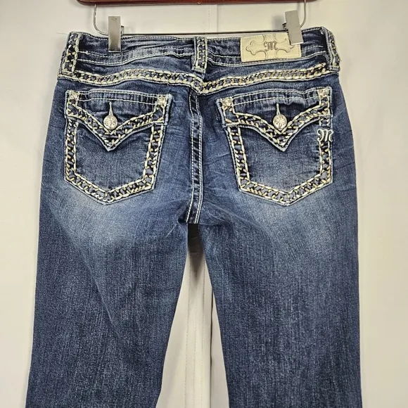Miss Me rhinestone bling bootcut jeans size 28