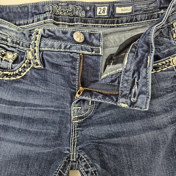 Miss Me rhinestone bling bootcut jeans size 28