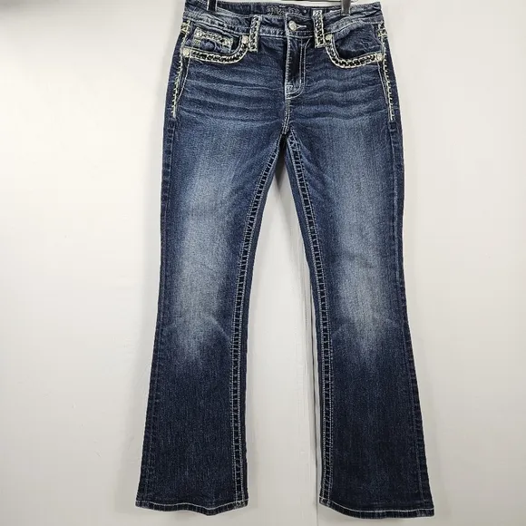 Miss Me rhinestone bling bootcut jeans size 28