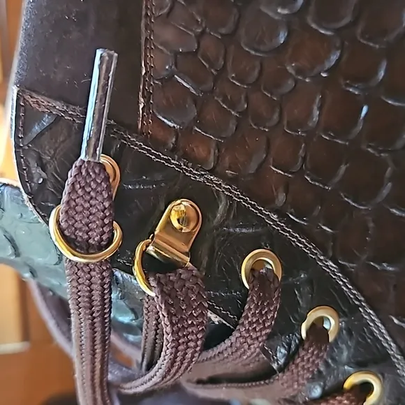 MISTER BROWN PYTHON PRINT/CALF-SKIN LEATHER HIGH-TOP SNEAKERS
