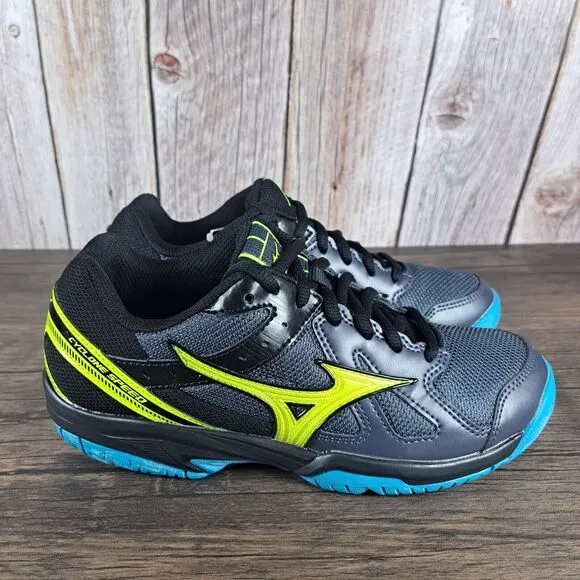 Mizuno Cyclone Speed JR. Big Kid Volleyball Shoes Size 5 Navy Yellow Black NWOB