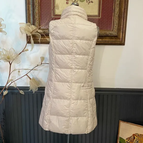 My Anorak Long Cream Duck Down Nylon Puffer Vest / Mini Dress - Sz S 🧡🎀