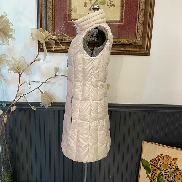 My Anorak Long Cream Duck Down Nylon Puffer Vest / Mini Dress - Sz S 🧡🎀