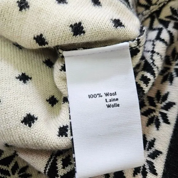 Neve Fair Isle 100% Wool Short Sleeve Boat Neck Snowflake Design Sweater Dress L