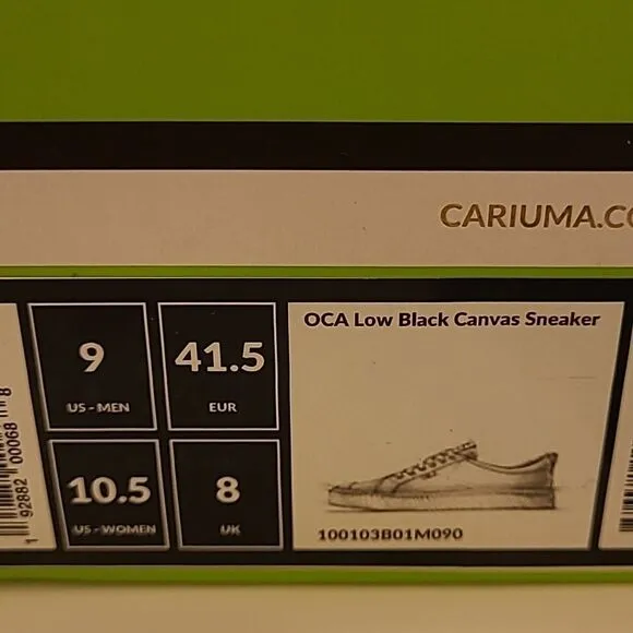 NEW 9 CARIUMA BLACK OCA LOW CANVAS SNEAKERS SKATE SHOES EU 41 1/2  W 10 1/2  NWT