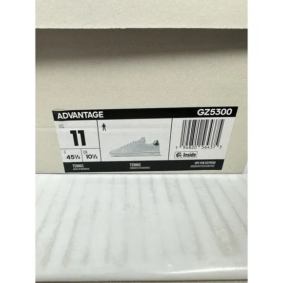 NEW Adidas Advantage White Green Mens Athletic Low Top Shoes Size 11 GZ5300