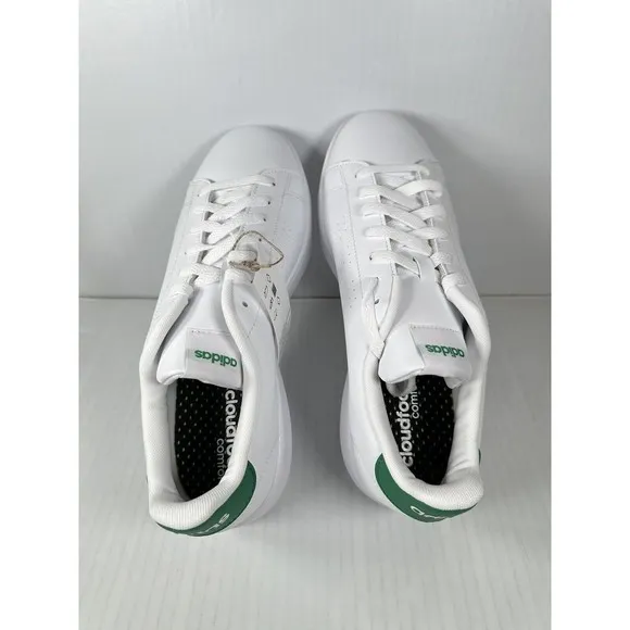 NEW Adidas Advantage White Green Mens Athletic Low Top Shoes Size 11 GZ5300