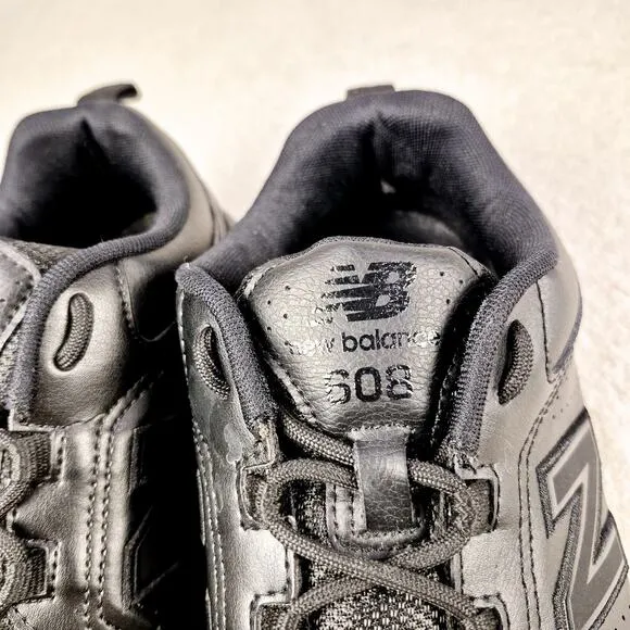 New Balance 608 Men's 10 Slip Resistant Shock Absorb Black Leather Sneaker Shoes