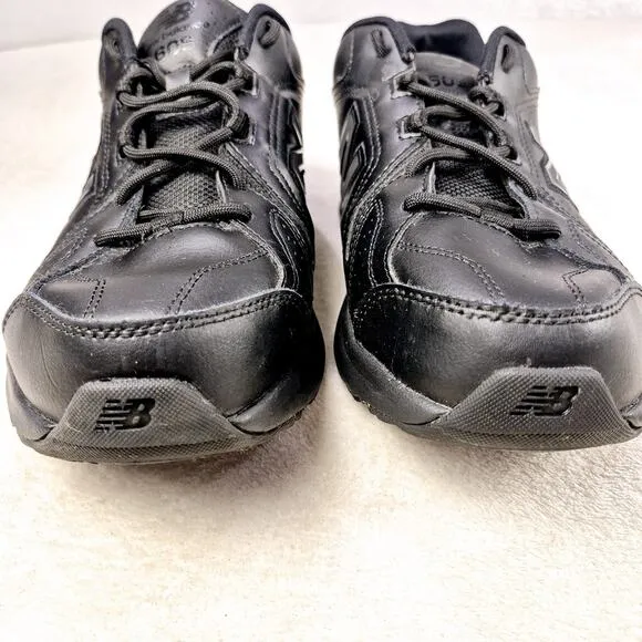 New Balance 608 Men's 10 Slip Resistant Shock Absorb Black Leather Sneaker Shoes