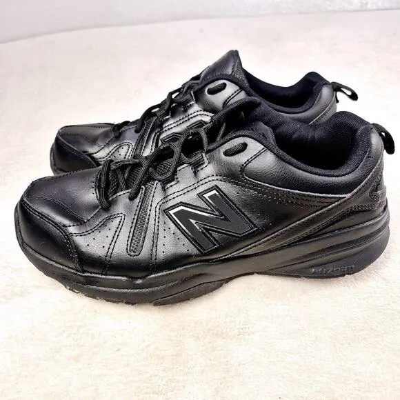 New Balance 608 Men's 10 Slip Resistant Shock Absorb Black Leather Sneaker Shoes