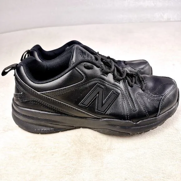 New Balance 608 Men's 10 Slip Resistant Shock Absorb Black Leather Sneaker Shoes
