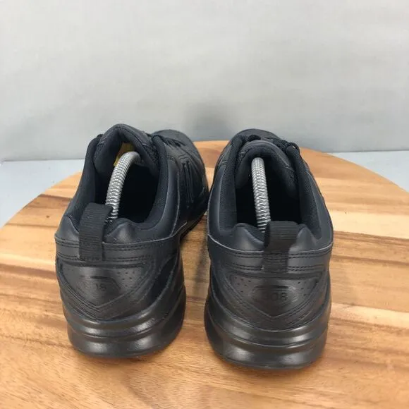New Balance 608 v5 Slip Resistant Shoes Mens 8.5 2E Triple Black Leather Lace Up