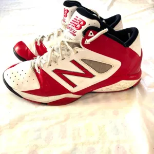 New Balance 82 Basketball High Tops white red sneakers SZ 10 Worn Condition