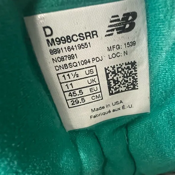 New Balance 998 Sneakers Shoes Connoisseur Ski Pack M998CSRR Made In USA 11.5