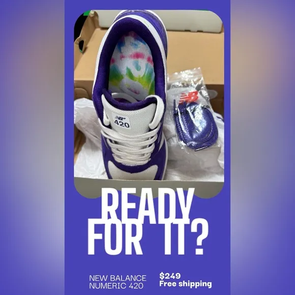 New Balance Numeric 420 Purple Haze / Tie Dye size 8.5 Rare Find NWB