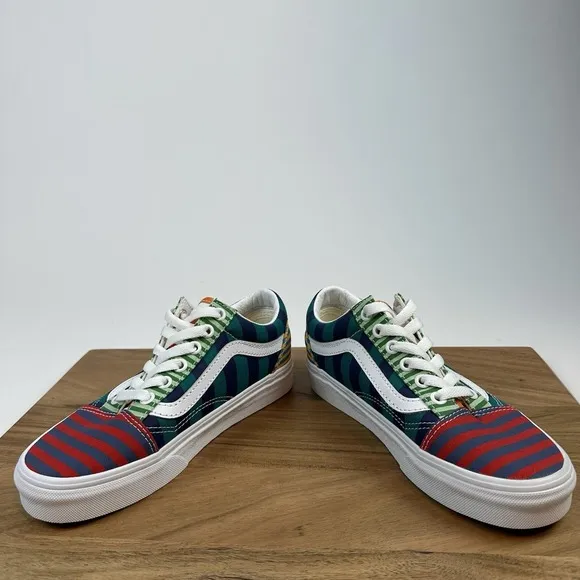 New Big Kids Vans Old Skool Multi Color Skate Sneakers Shoes Size 3.5 Y