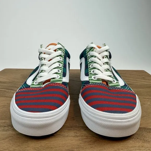 New Big Kids Vans Old Skool Multi Color Skate Sneakers Shoes Size 3.5 Y