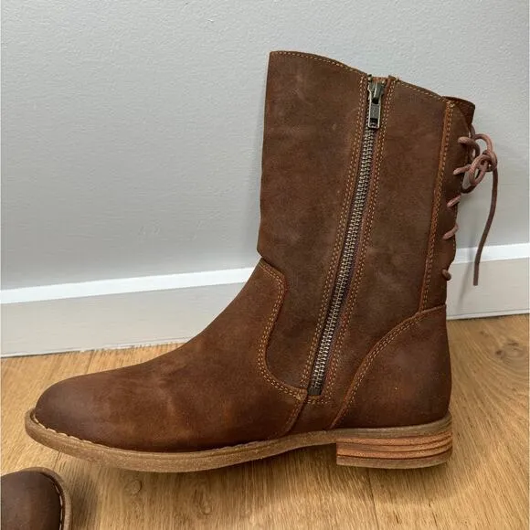 NEW Born Shasta Women's Distressed Brown Suede Zippered Lace Hiking Combat Boots