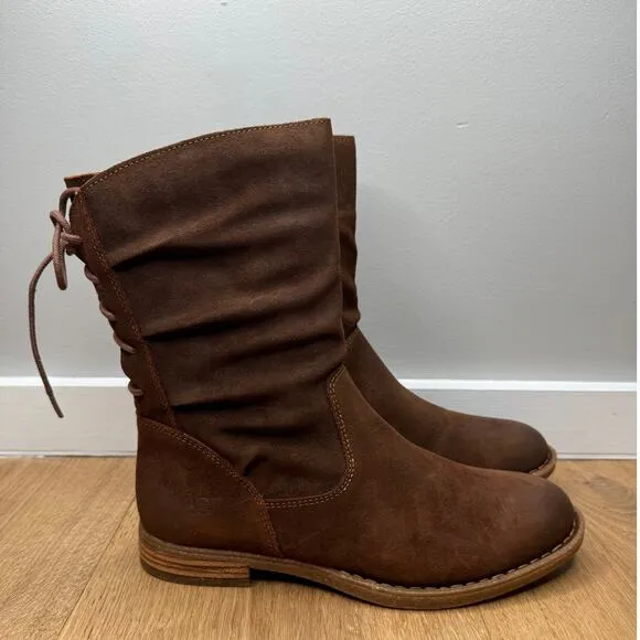 NEW Born Shasta Women's Distressed Brown Suede Zippered Lace Hiking Combat Boots