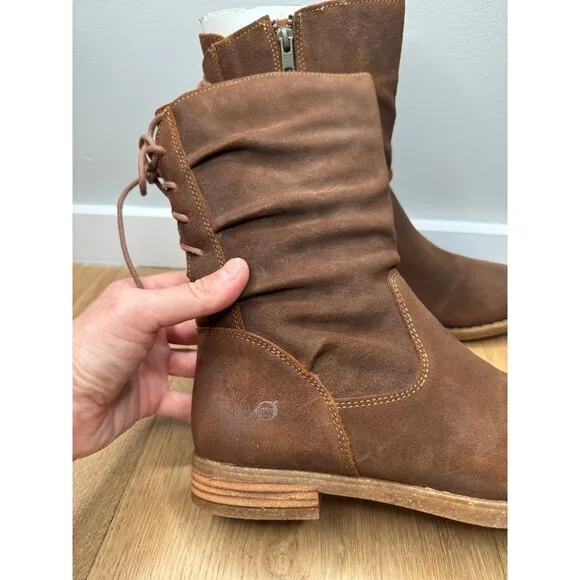 NEW Born Shasta Women's Distressed Brown Suede Zippered Lace Hiking Combat Boots